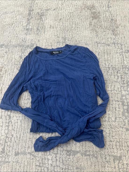 Michael Lauren Tops - Michael Lauren Deep Blue Ribbed Long-Sleeve Crew Top